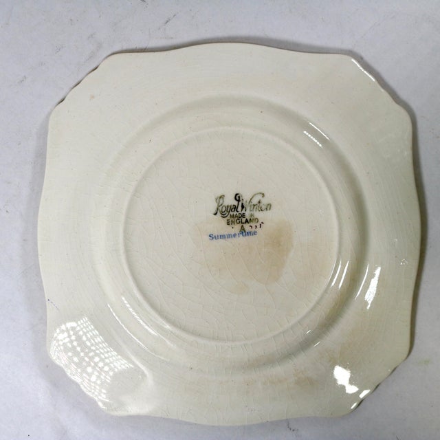 Ceramic Vintage 1940s Royal Winton "Summertime" Square Chintz Dessert Plate For Sale - Image 7 of 11