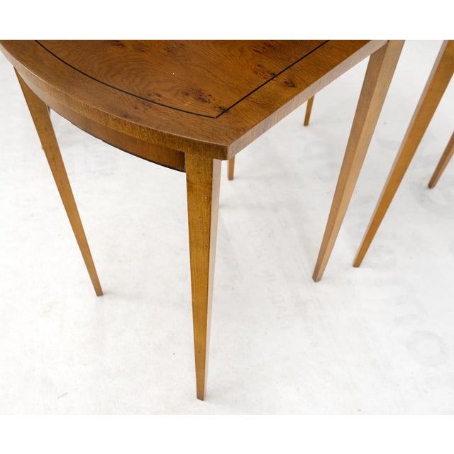 Mid 20th Century Set of Burl Wood Oval Nesting Tables by Baker For Sale - Image 14 of 15