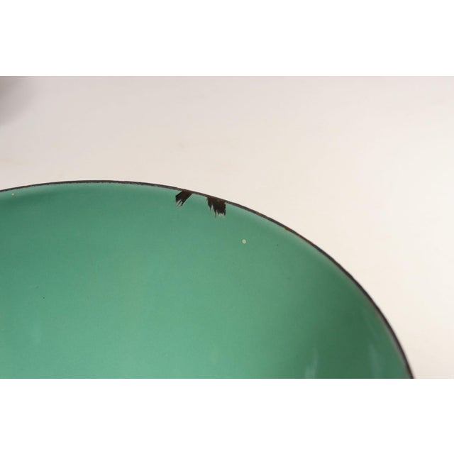 Set of Three Danish Modern Krenit Bowls by Herbert Krenchel in Orange, Mint, and Blue Enamel For Sale - Image 10 of 12