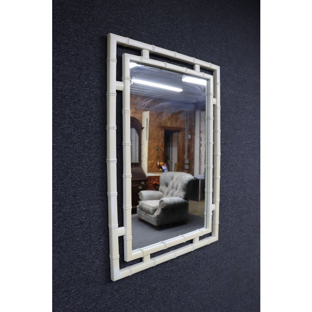 Hollywood Regency Drexel Attributed Hollywood Regency Faux Bamboo Wall Mirror For Sale - Image 3 of 10