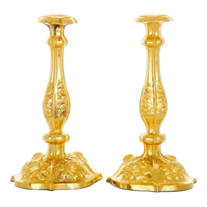 Tiffany & Co. Silver / Gilt Pair Continental Candlesticks