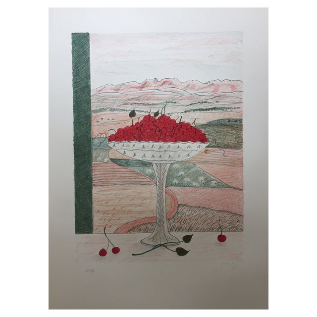 Maria Girona, Fruitera i cireres, 1982, Lithograph For Sale
