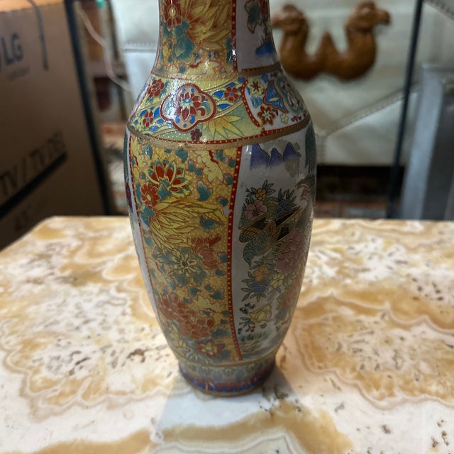 Ceramic Vintage Small Asian Ceramic Satsuma Inspired Vase For Sale - Image 7 of 8
