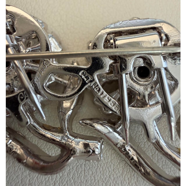 Coro Vintage Coro Duette Art Deco Rhodium Plated Double Dress and Shoe Clip Brooch For Sale - Image 4 of 4