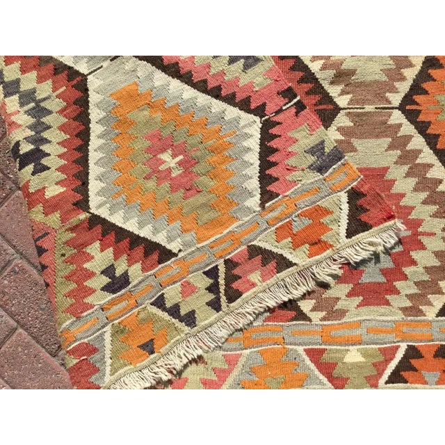 1960's Handwoven Flatweave Kilim - 75" X 113" For Sale - Image 10 of 11