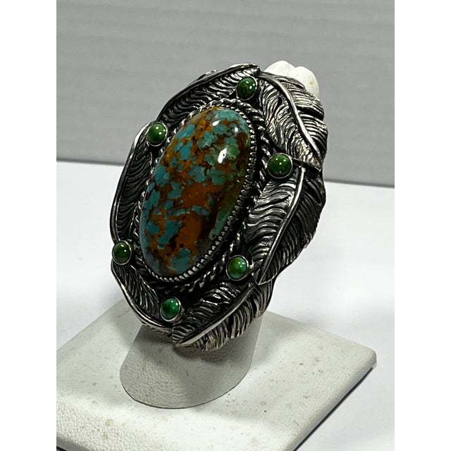 1990s Sterling Silver and Turquoise Massive Statement Ring, Size 7 For Sale In South Bend - Image 6 of 7