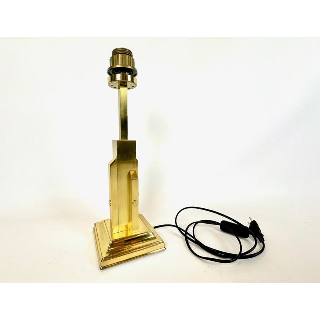 Postmodern Art Deco Regency Style Table Lamp in Brass, 1970s For Sale - Image 3 of 15