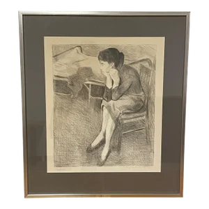 Mid 20th Century Raphael Soyer Signed Limited Edition "Woman Pondering" Numbered Print 100/300