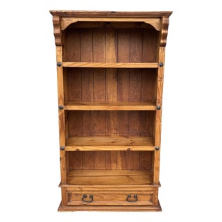 Mid 20th Century Solid Pine Bookshelf With Lower Drawer For Sale