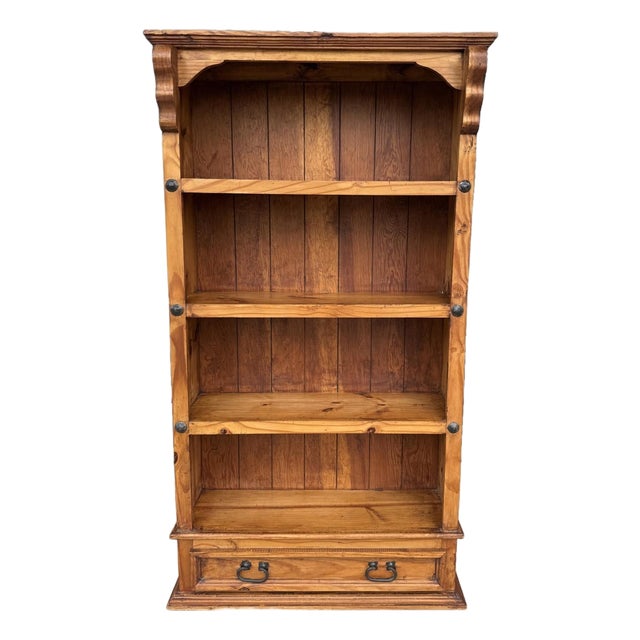 Mid 20th Century Solid Pine Bookshelf With Lower Drawer For Sale