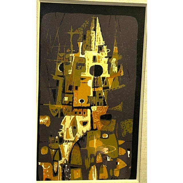 Mid-Century Modern 1956 Edward Chavez Gothic Towers Abstract Modernist Lithograph Woodstock School Art For Sale - Image 3 of 12