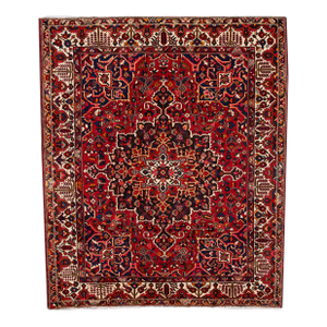 1950s Red Bakhtiari Handmade Wool Rug Featuring an All-Over Design