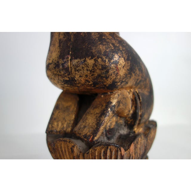 Gold-Lacquered Wooden Statuette of Worshiper in Prayer, Burma, 1920s For Sale - Image 3 of 14