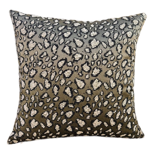Woven Monochrome Leopard Motif Cushion Cover For Sale