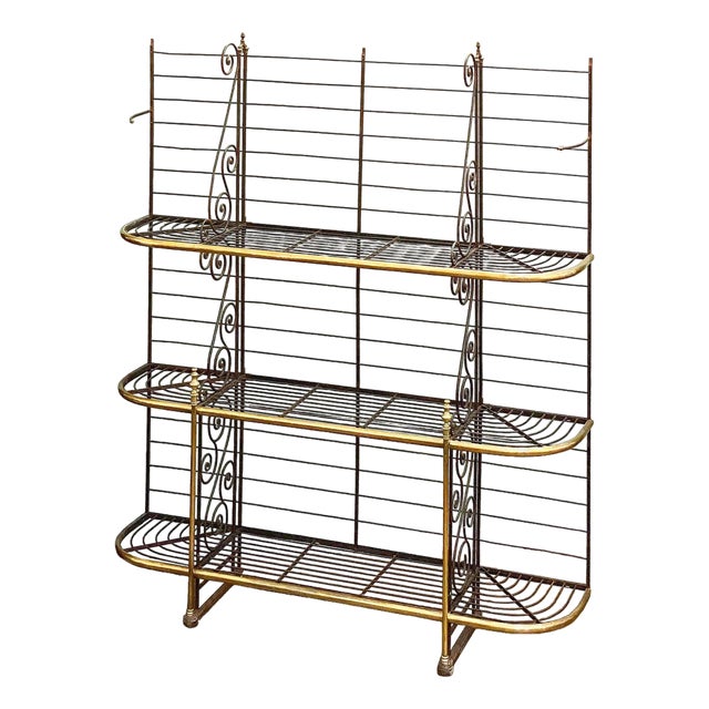 Large French Boulangerie Stand or Baker's Rack of Wrought Iron and Brass For Sale