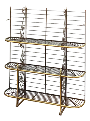 Large French Boulangerie Stand or Baker's Rack of Wrought Iron and Brass