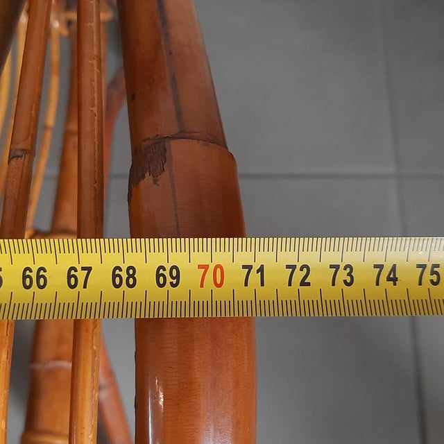 Vintage Italian Rattan and Curved Bamboo Armchair, 1960 For Sale - Image 11 of 14