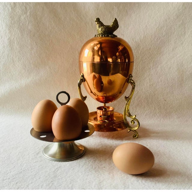 Vintage Tagus Portugal Copper Egg Coddler Complete With Chicken Finial For Sale - Image 10 of 18