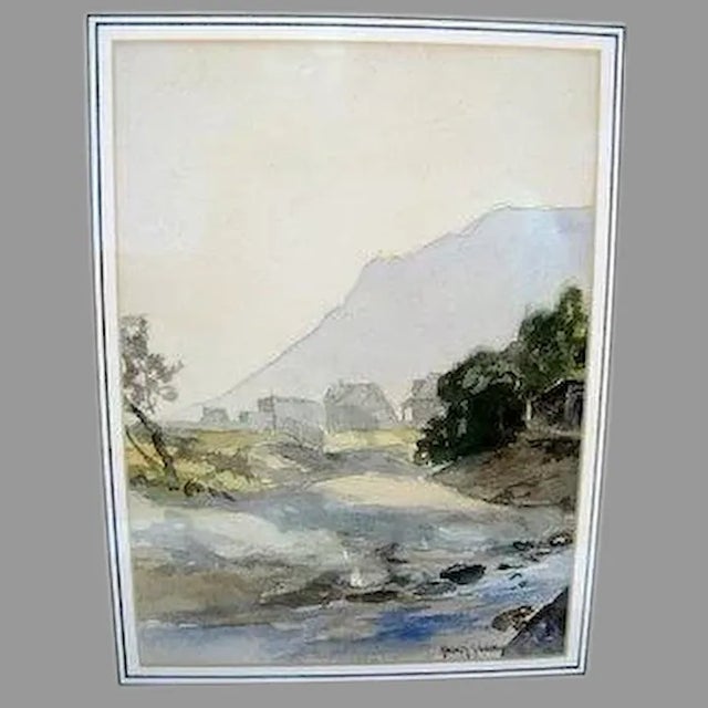 Watercolor by Harvey Otis Young. Signed lower right. 19th century. Site 8" x 10". Born in Lyndon, Vermont. , Harvey Young...