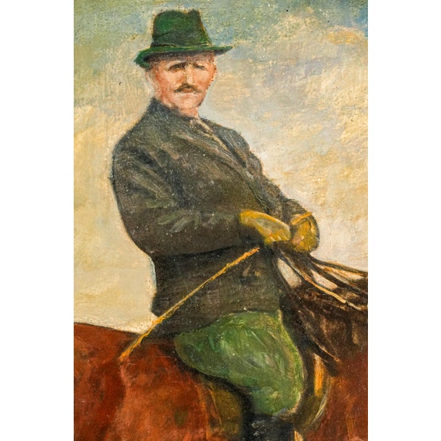 Impressionist Charming Portrait Man on Horse Equestrian Impressionist Antique Oil Painting For Sale - Image 3 of 17