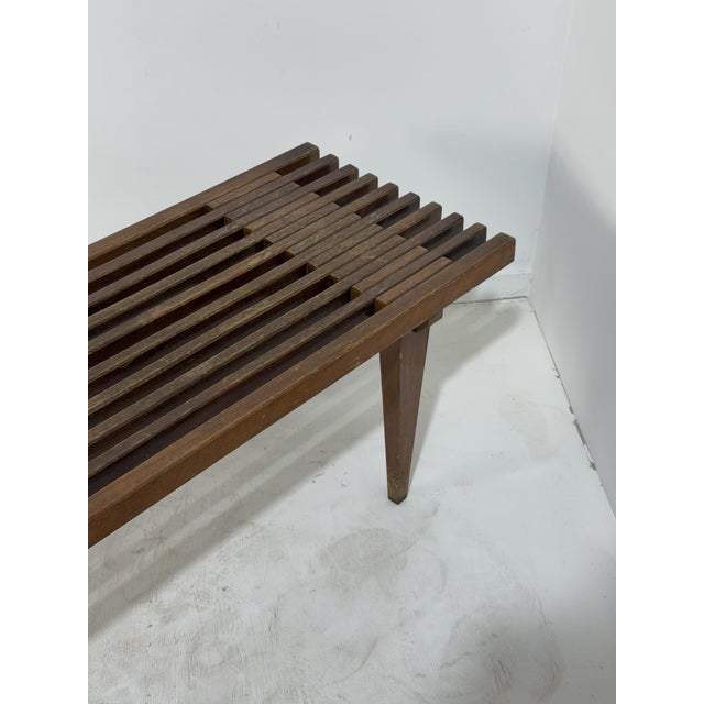 Teak Slatted Bench in the style of Reguitti, 1960 For Sale - Image 6 of 10