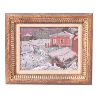 Vintage Original Ugo Setti Expressionism Winter in Italy Landscape Oil Painting For Sale