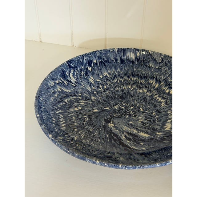 Signed Christine Jouval Blue Aptware Serving Bowl For Sale - Image 12 of 18