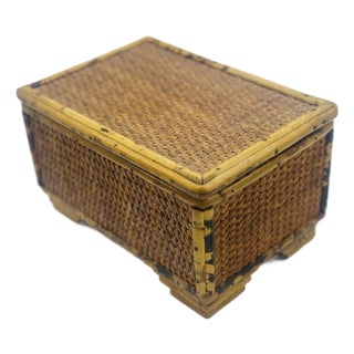 Vintage Bamboo Decorative Box For Sale