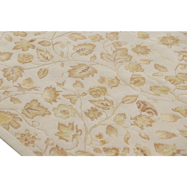 Rug & Kilim’s Tudor Style Rug in White With Beige-Brown Floral Patterns For Sale In New York - Image 6 of 7