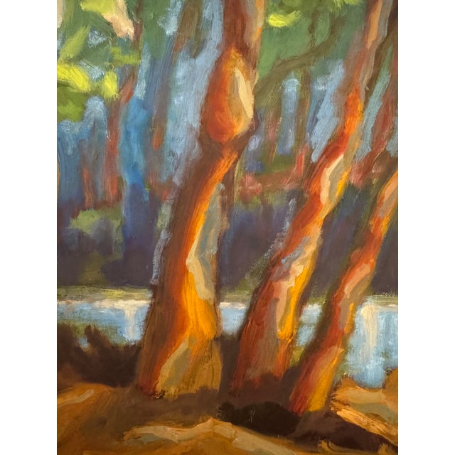 This landscape oil painting on canvas panel was painted en plein aire (in the open air, onsite) at the confluence of two...