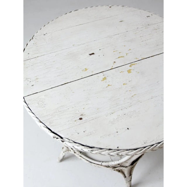 Antique White Wicker Table For Sale - Image 9 of 13