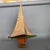 Early 20th Century Antique Green Hulled Sailboat With Red Keel and Metal Wheel and Rudder. For Sale - Image 5 of 5