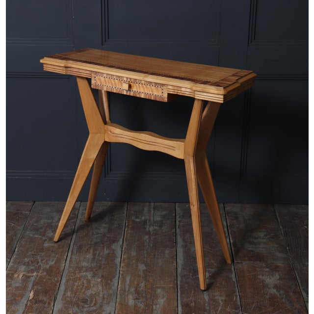 Mid-Century Italian Console Table in Chestnut and Zebrano, 1950 For Sale - Image 14 of 18