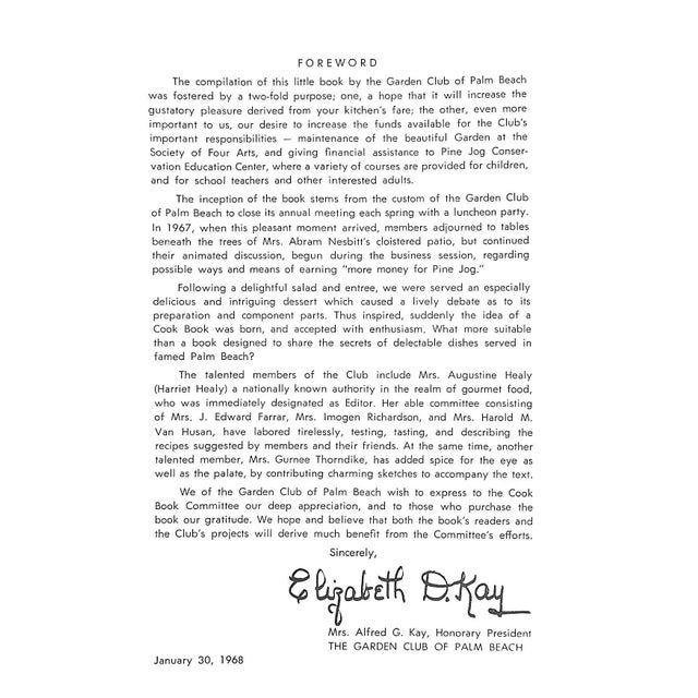 HEALY, Harriet [edited by] [62] pp. The Garden Club of Palm Beach 1968 9" x 6" *missing center plastic spiral ring* Cover...