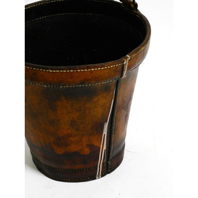 Brown Large Mid-Century Modern Paper Basket in Cowhide, 1960s For Sale - Image 8 of 11
