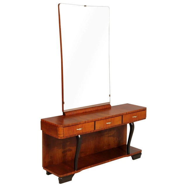 Brown Art Deco Dressing Table with Mirror by Gaetano Borsani for Atelier Borsani Varedo, 1930s For Sale - Image 8 of 8
