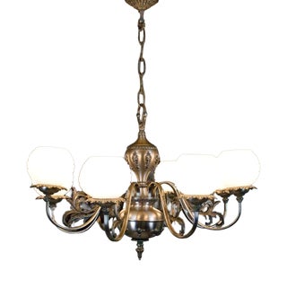 White Brass Chandelier, 1970s For Sale
