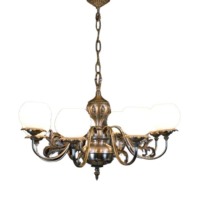 White Brass Chandelier, 1970s For Sale