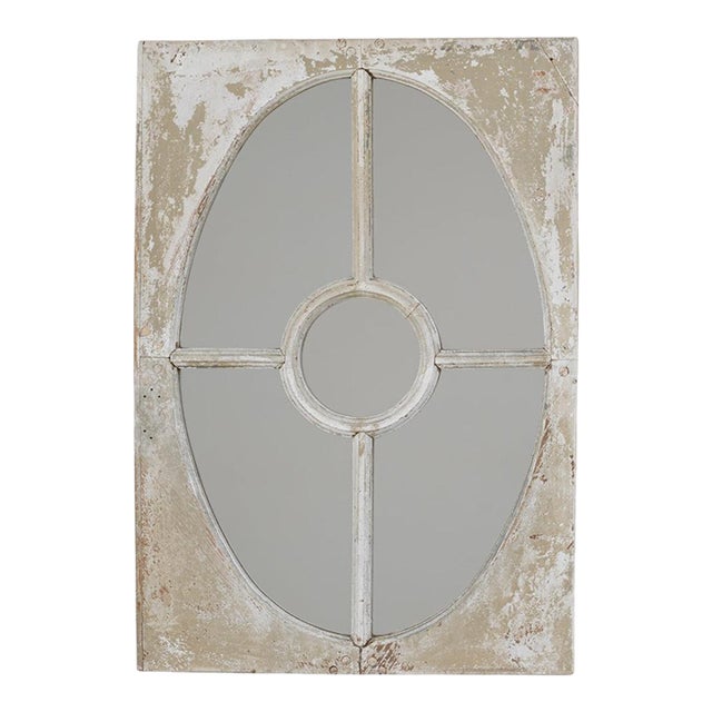 1900s French Wood White Wall Patinated Mirror For Sale