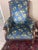 Beautiful antique Victorian Eastlake parlor chair with stunning blue floral velvet upholstery, burl wood accents, and...