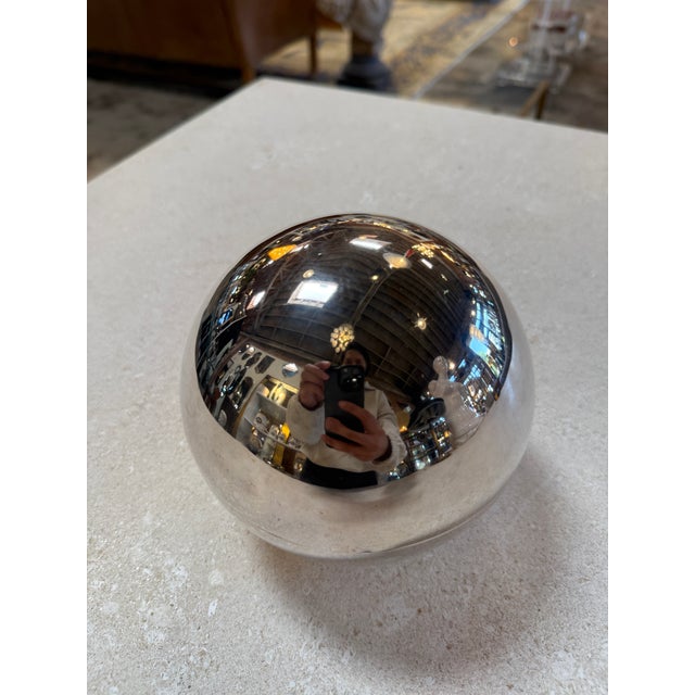 Vintage Chrome Orb Candle Holder With Snuffer Lid For Sale In Los Angeles - Image 6 of 7