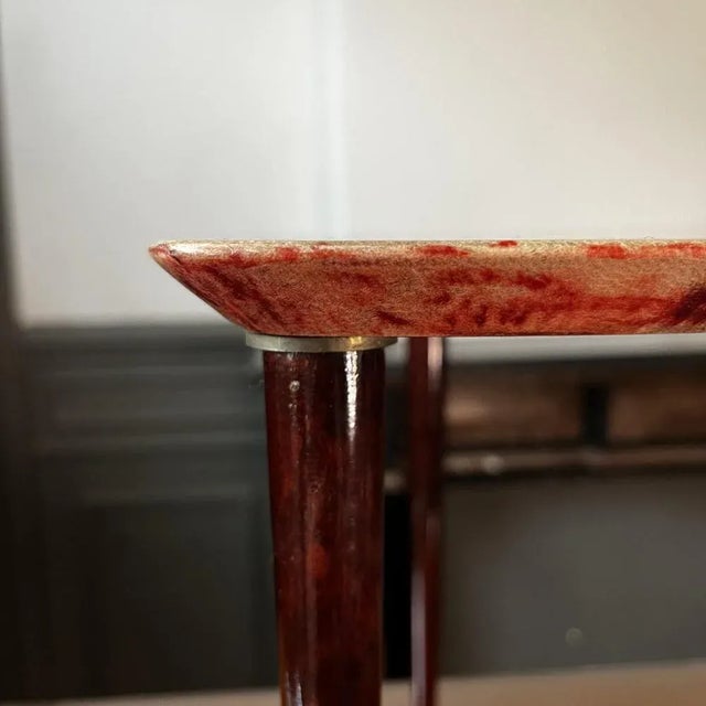Metal Coffee Table in Red Lacquered Goatskin Parchment by Aldo Tura, Italy, 1950s For Sale - Image 7 of 15
