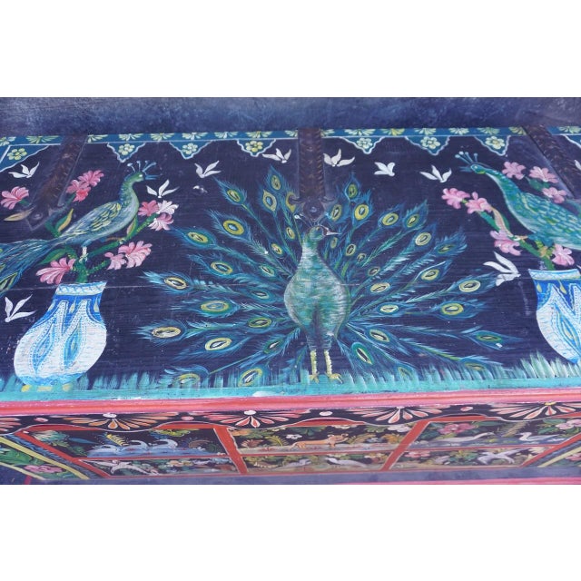 Hand-Painted Folk Art Mexican Trunk For Sale - Image 4 of 7