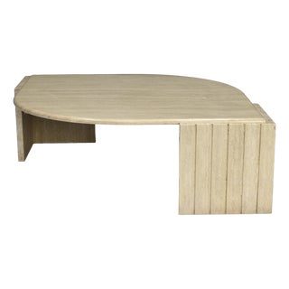 Travertine Coffee Table attributed to Roche Bobois, France, 1970s For Sale