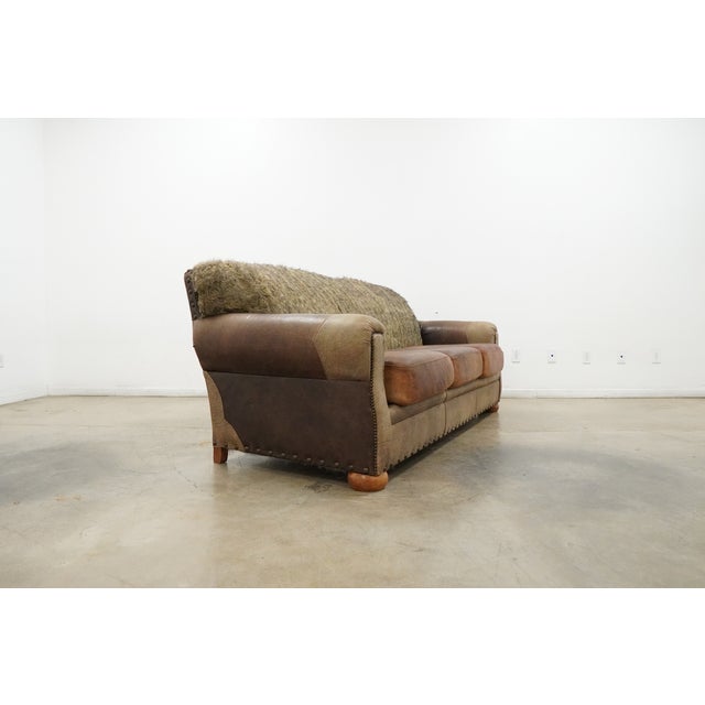 Taupe Vintage Western Ranch Leather Sofa For Sale - Image 8 of 10