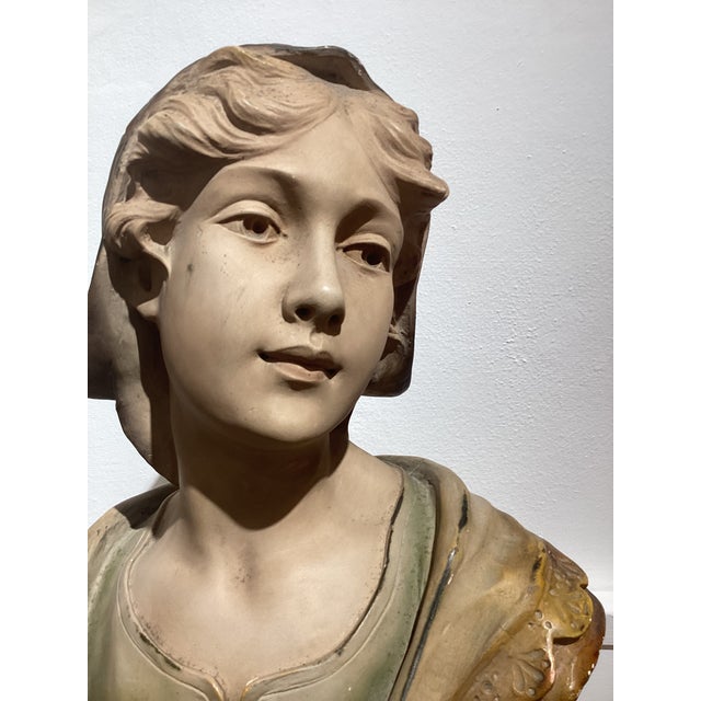 La Moisson Bust in Polychrome Gesso from Freres Citti For Sale - Image 5 of 14