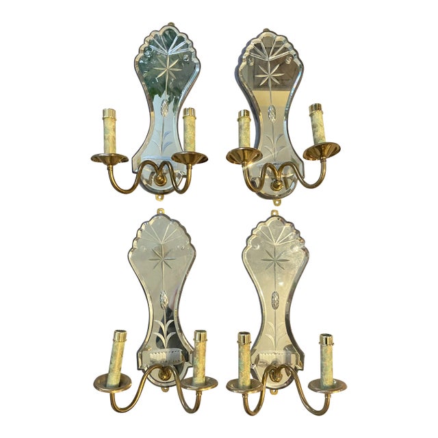 1940s Mirror Back Italian Sconces For Sale
