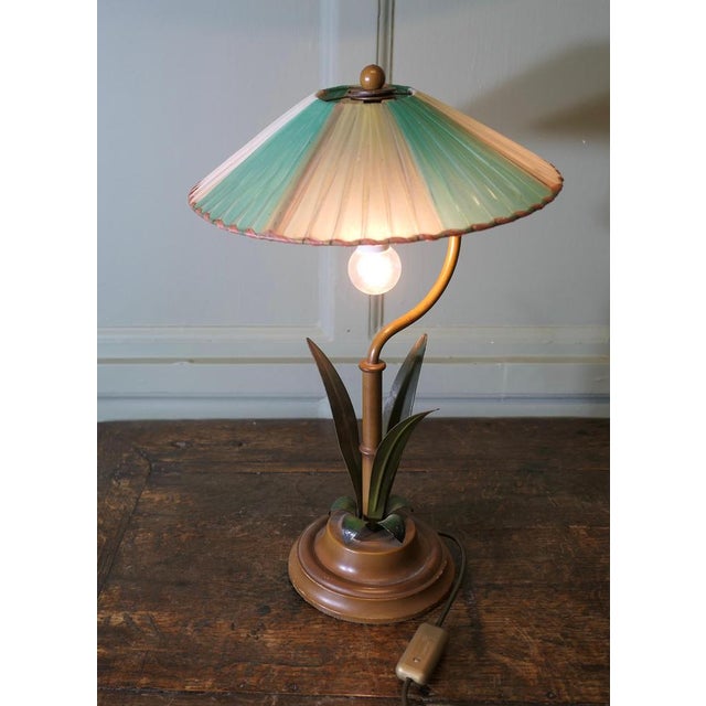 Mid-Century French Kitsch Palm Table Lamp, 1930 For Sale - Image 6 of 8