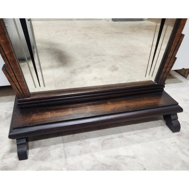 Wood Art Deco Skyscraper Wood Tabletop Vanity Mirror C1930 For Sale - Image 7 of 10