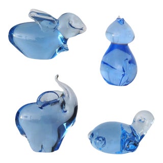 Hand-Blown Blue Glass Animals For Sale